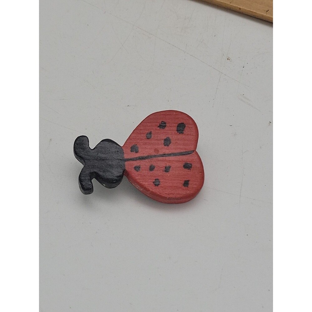 Vtg Lady Bug Ladybug Pin Wood Japan Insect Wooden Painted